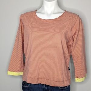 Horny Toad Coral & Yellow Striped Long Sleeve Top